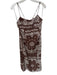H&M Size M Brown & White Linen Blend Spaghetti Strap Bandana Print Maxi Dress Brown & White / M