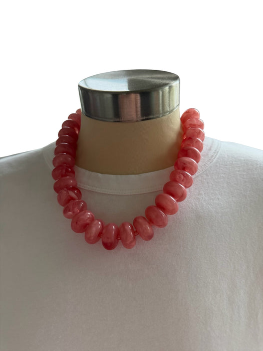 Mauve Resin Chunky Beads Necklace Mauve