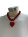 Red & Gold Resin Chunky Beads Heart Pendant Necklace Red & Gold