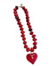 Red & Gold Resin Chunky Beads Heart Pendant Necklace Red & Gold