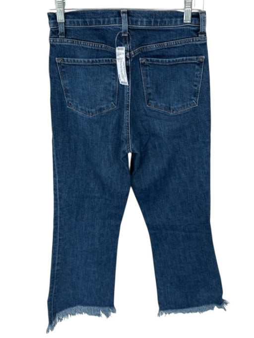 J Brand Size 27 Dark Wash Cotton Blend High Waist Boot Cut Raw Hem Cropped Jeans Dark Wash / 27