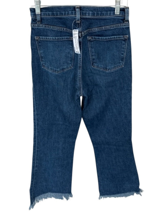 J Brand Size 27 Dark Wash Cotton Blend High Waist Boot Cut Raw Hem Cropped Jeans Dark Wash / 27