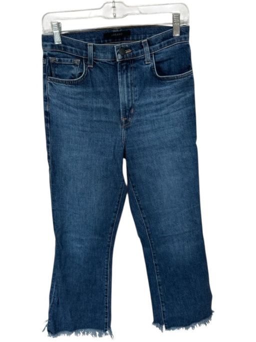 J Brand Size 27 Dark Wash Cotton Blend High Waist Boot Cut Raw Hem Cropped Jeans Dark Wash / 27
