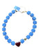 Blue & Red Resin Square Beads Heart short Necklace Blue & Red
