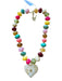Cream & Multi Resin Beaded Heart Pendant Necklace Cream & Multi