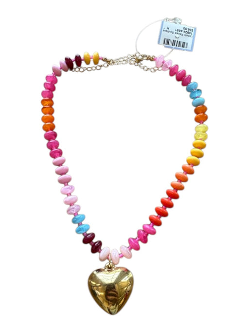 Pink & Multi Resin Beaded Heart Pendant Necklace Pink & Multi
