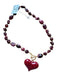Maroon Resin Beaded Toggle Heart Pendant Necklace Maroon