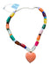 Orange & Multi Resin Beaded Heart Pendant Necklace Orange & Multi