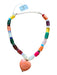 Orange & Multi Resin Beaded Heart Pendant Necklace Orange & Multi