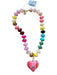 Gold & Multi Beaded Heart Pendant Gold Hardware Necklace Gold & Multi