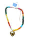 Gold & Multi Beaded Heart Pendant Gold Hardware Necklace Gold & Multi