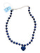 navy & gold Lapis Lazuli Stone Beads Heart Pendant Gold Hardware Necklace navy & gold