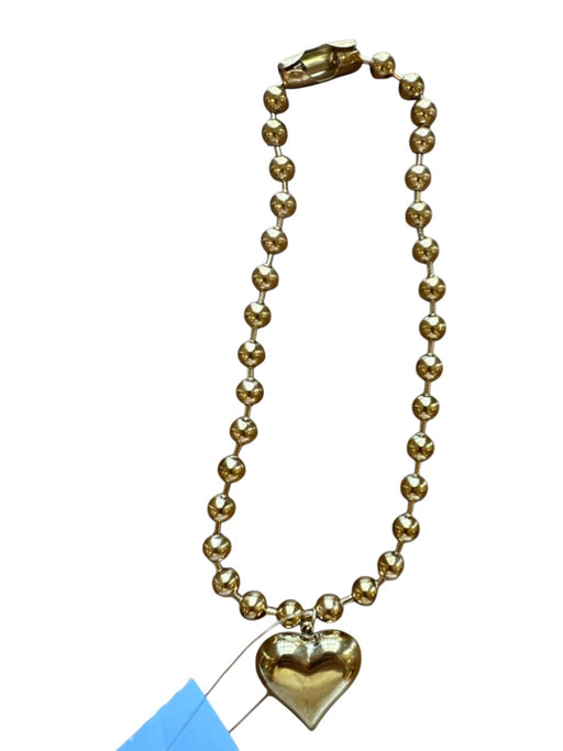 Gold Stainless steel Chunky Beads Heart Pendant Necklace Gold