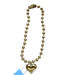 Gold Stainless steel Chunky Beads Heart Pendant Necklace Gold