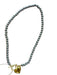 Gold & Silver Stainless steel Round Beads Heart Pendant Toggle Necklace Gold & Silver