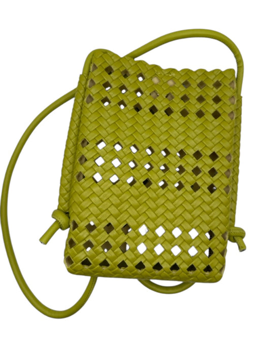 Green Vegan Leather Woven Crossbody Bag Green / S