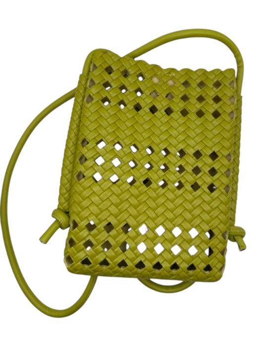 Green Vegan Leather Woven Crossbody Bag Green / S