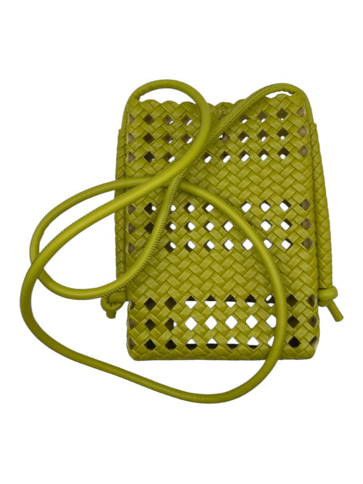 Green Vegan Leather Woven Crossbody Bag Green / S