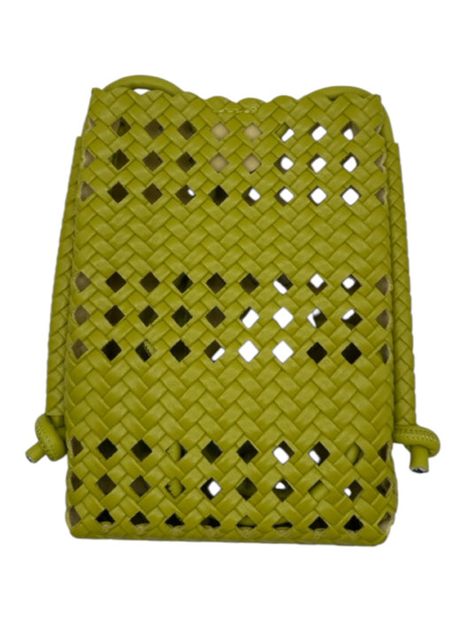 Green Vegan Leather Woven Crossbody Bag Green / S