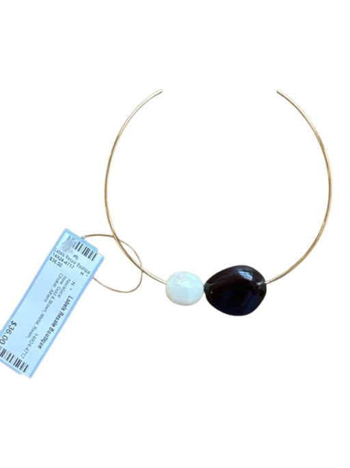 Gold & Brown Metal Resin Choker Necklace Gold & Brown