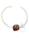 Gold & Brown Metal Resin Choker Necklace Gold & Brown