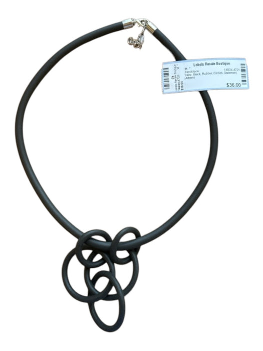 Black Rubber Circles Statement Necklace Black