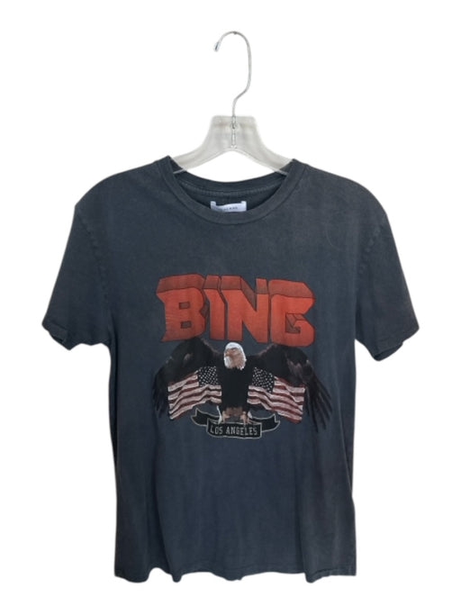 Anine Bing Size XS Gray & Red Cotton Short Sleeve Eagle Logo Top Gray & Red / XS