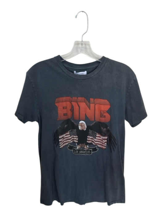 Anine Bing Size XS Gray & Red Cotton Short Sleeve Eagle Logo Top Gray & Red / XS
