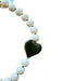 Cream & Green Resin Round Beads Heart Necklace Cream & Green