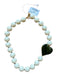 Cream & Green Resin Round Beads Heart Necklace Cream & Green