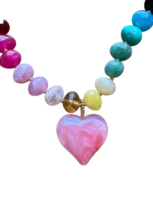 Multi Resin Heart Necklace Multi