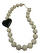 Cream & Green Resin Round Beads Heart Necklace Cream & Green