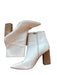 Marc Fisher Shoe Size 9 Cream & Brown Leather Side Zip Block Heel Ankle Booties Cream & Brown / 9