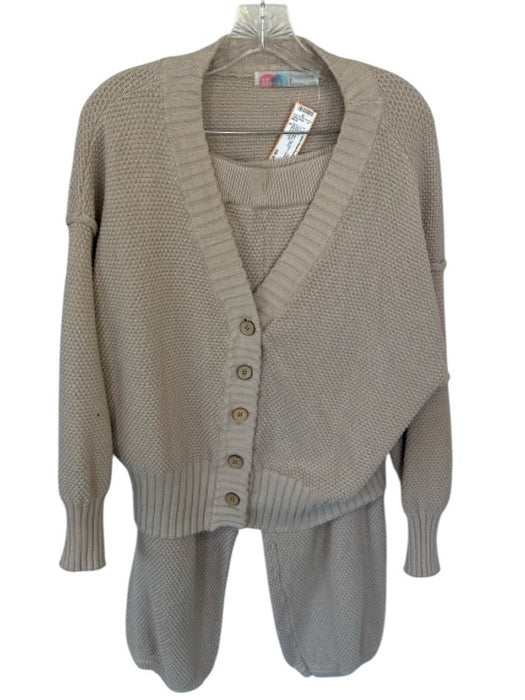 FP Movement Size S Taupe Cotton Long Sleeve Waffle Jogger Buttons Pant Set Taupe / S