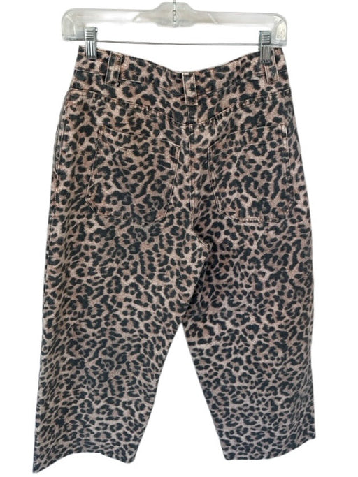 Topshop Size 4 Brown & Black Cotton High Waist Barrel Leg Animal Print Pants Brown & Black / 4