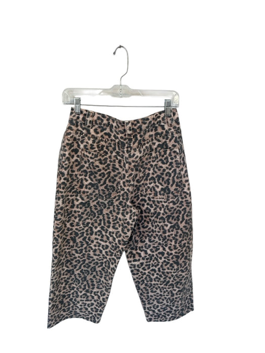 Topshop Size 4 Brown & Black Cotton High Waist Barrel Leg Animal Print Pants Brown & Black / 4