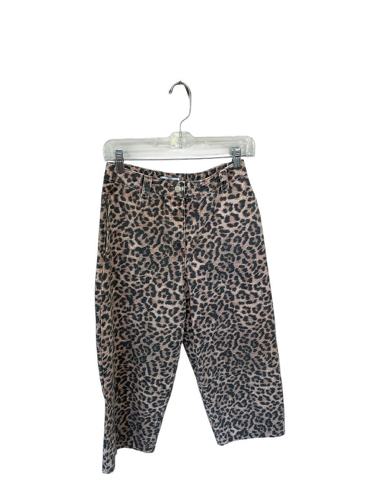 Topshop Size 4 Brown & Black Cotton High Waist Barrel Leg Animal Print Pants Brown & Black / 4