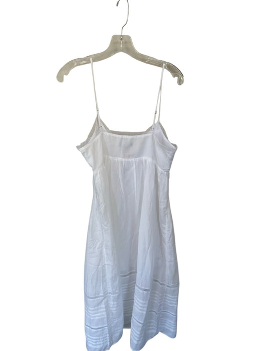 J. Crew Size M White Cotton & Viscose Spaghetti Strap Pleat Detail Dress White / M