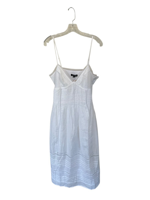 J. Crew Size M White Cotton & Viscose Spaghetti Strap Pleat Detail Dress White / M