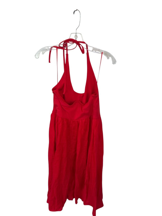 J. Crew Size M Tomato Red Linen Blend Halter Neck Open Back Maxi Dress Tomato Red / M