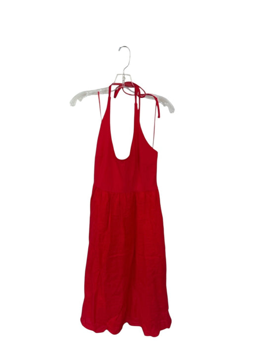 J. Crew Size M Tomato Red Linen Blend Halter Neck Open Back Maxi Dress Tomato Red / M