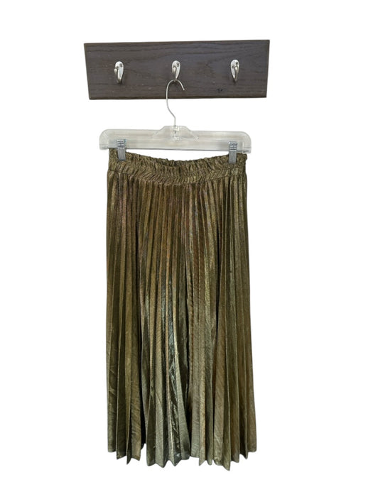 Love J Size L Gold & Black Polyester Elastic Waist Acordian Pleated Maxi Skirt Gold & Black / L
