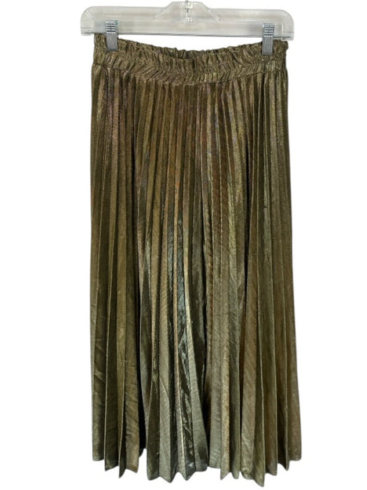 Love J Size L Gold & Black Polyester Elastic Waist Acordian Pleated Maxi Skirt Gold & Black / L