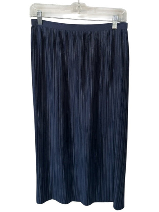 Tibi Size 2 Navy Polyester Back Zip Acordian Pleated Midi Skirt Navy / 2