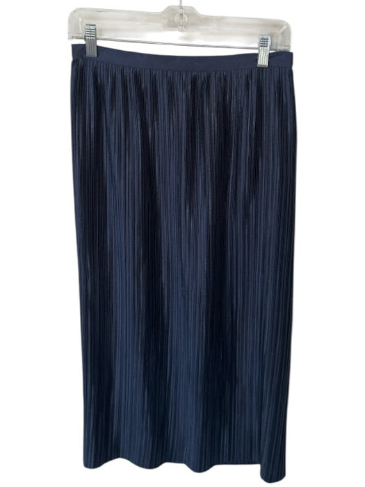 Tibi Size 2 Navy Polyester Back Zip Acordian Pleated Midi Skirt Navy / 2