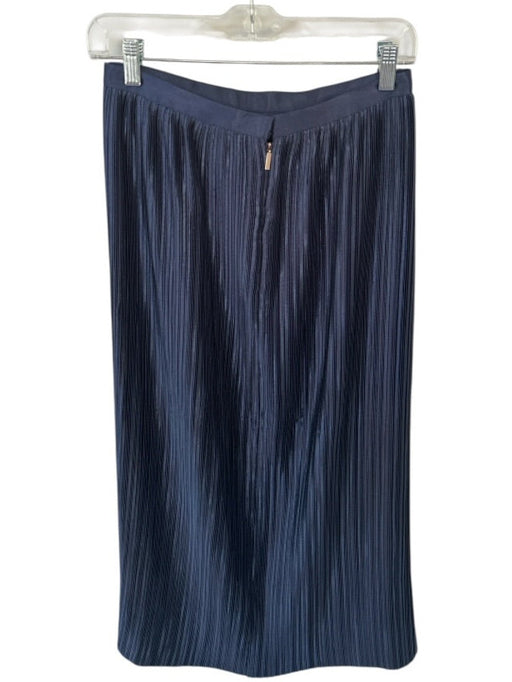 Tibi Size 2 Navy Polyester Back Zip Acordian Pleated Midi Skirt Navy / 2