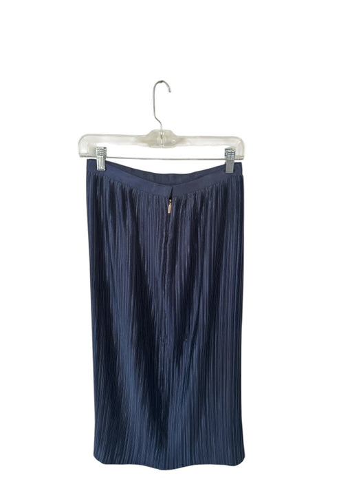 Tibi Size 2 Navy Polyester Back Zip Acordian Pleated Midi Skirt Navy / 2