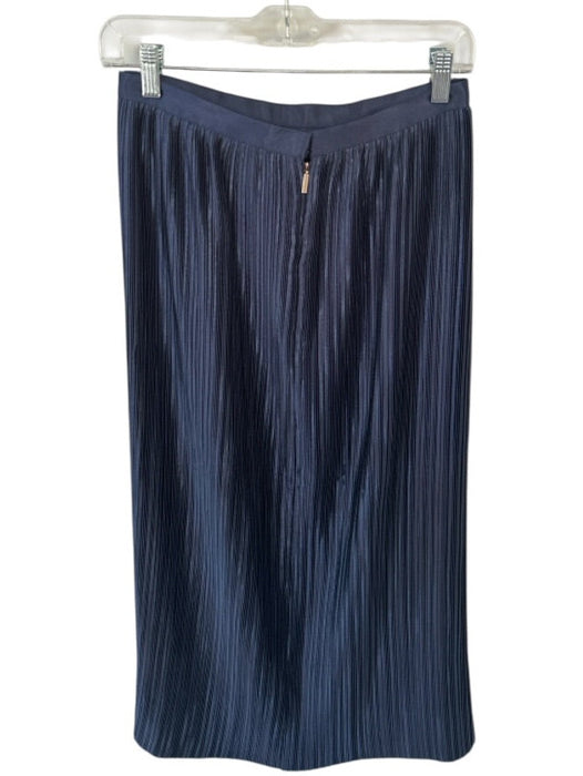 Tibi Size 2 Navy Polyester Back Zip Acordian Pleated Midi Skirt Navy / 2