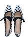 Shoe Size 40 White & Black Mesh Velvet Accent Polka Dot Bow Flats White & Black / 40