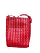Red Vegan Leather Basket Weave Crossbody Bag Red / S